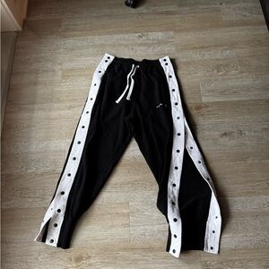 Black and White Track Pants with Side Snaps
